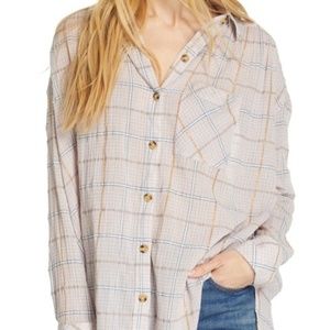 Free People Break Stripe Plaid Shirt Size:S